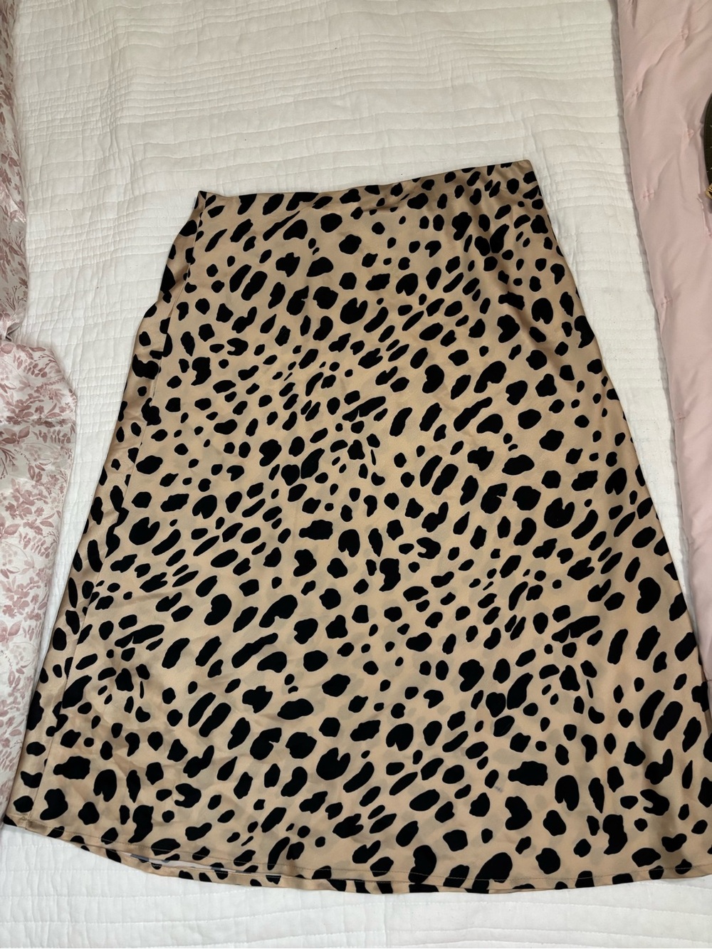 Leopard Print Midi Skirt in Beige and Black